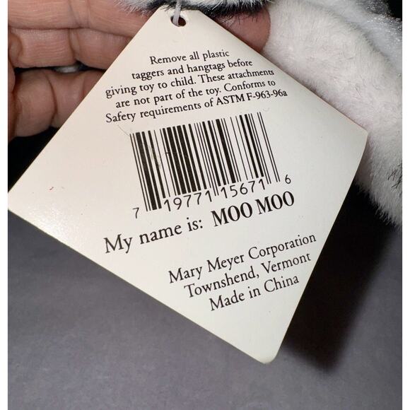 Mary Meyer Tippy Toes Cow Moo Moo Finger Puppet Plush 6" Stuffed Animal Toy 1994 - Picture 7 of 8